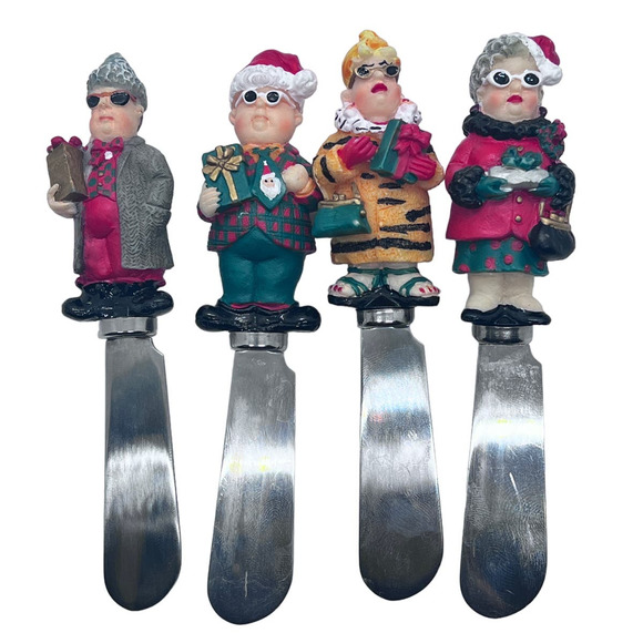 Vintage Boston Warehouse 1998 Christmas Appetizer Cheese Spreaders Set of 4 - Picture 1 of 3